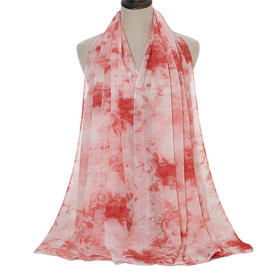 Pañuelo Chifón Estampado Tie-Dye con Perlas