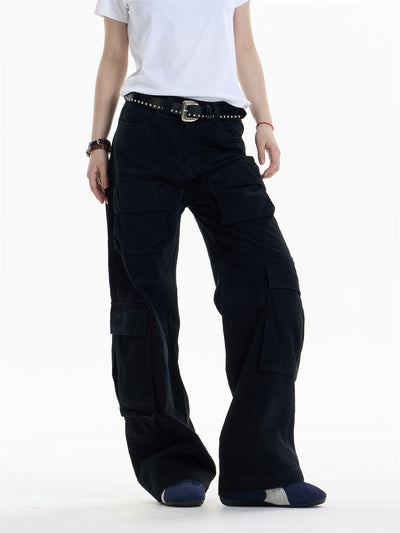Pantalones Cargo Mujer Cintura Alta Pierna Ancha Casual - Image 3
