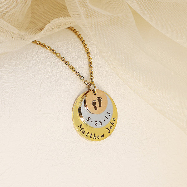 Collar Conmemorativo Personalizado con Huella de Mano y Pie