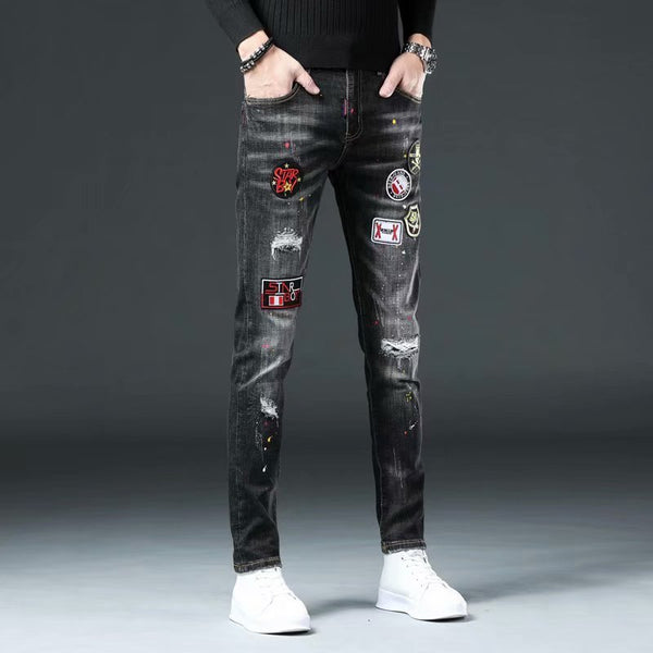 Jeans Casuales para Hombre con Bordado de Águila - Fácil de Combinar