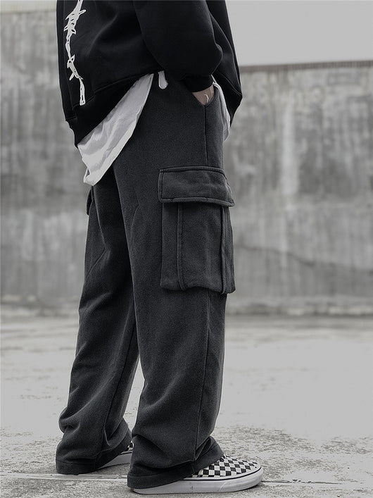 Pantalones de Buzo Tejidos Holgados con Bolsillos Grandes para Hombre - Image 12
