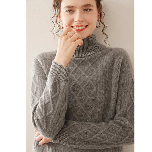 Suéter Cashmere Suelto con Cuello Alto - Tejido Grueso de Tres Capas - Image 8