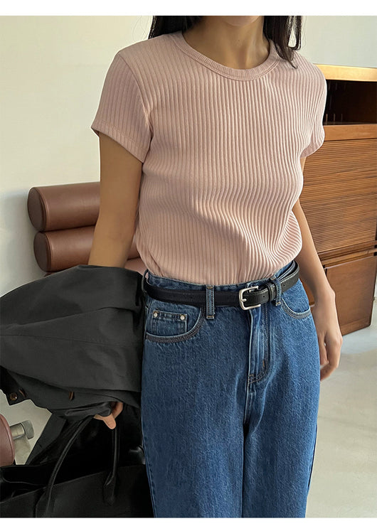 Blusa Básica de Verano para Mujer con Cuello Redondo y Textura - Image 6