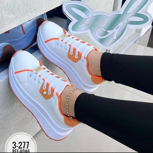 Zapatos Plataforma Blancos con Cordones para Mujer - Image 2