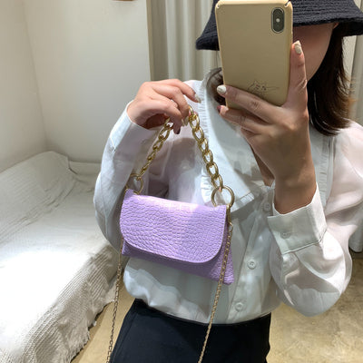 Bolso Mensajero Retro Estampado en Piedra con Cadena para Mujer - Image 12