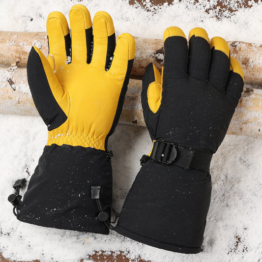 Guantes Largos de Cuero Forrados en Lana Polar - Resistentes al Frío