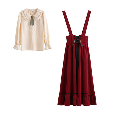 Conjunto de Falda con Tirantes y Blusa para Mujer - Traje de Moda Verano - Image 2