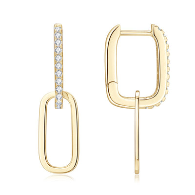 Aretes de Plata S925 Moissanita Doble Aro Diseño Luxury Nicho con Borla - Image 6