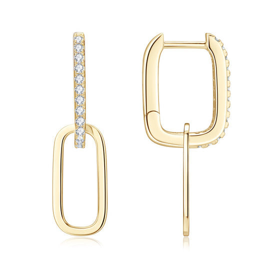 Aretes de Plata S925 Moissanita Doble Aro Diseño Luxury Nicho con Borla - Image 6