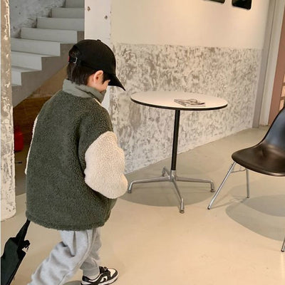 Abrigo Infantil Lana de Cordero Estilo Coreano Acolchado y Cálido - Image 3