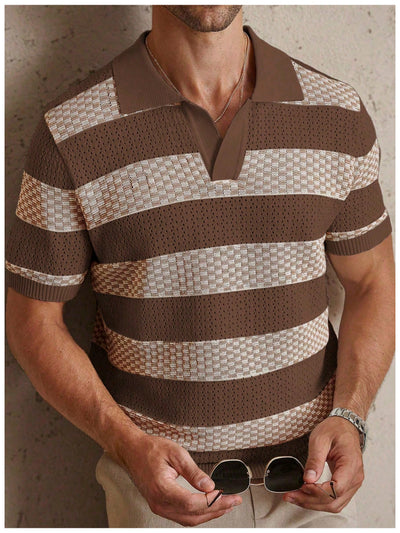 Polo Manga Corta Tejido a Rayas para Hombre - Image 15