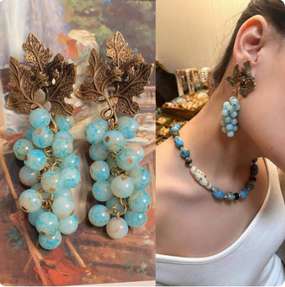 Aretes de Plata Artesanales con Diseño de Uva Vintage