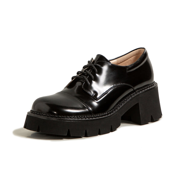 Zapatos Oxford Mujer Estilo Británico Suela Gruesa con Cordones - Image 3