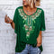 Blusa Étnica Estampada con Volantes en las Mangas