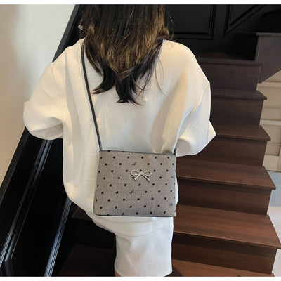 Bolsa Crossbody de Lona con Lunares y Moño Fashion - Image 35