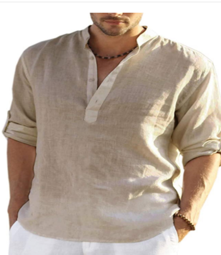 Camisa Casual de Algodón y Lino con Bordado para Hombre - Image 7