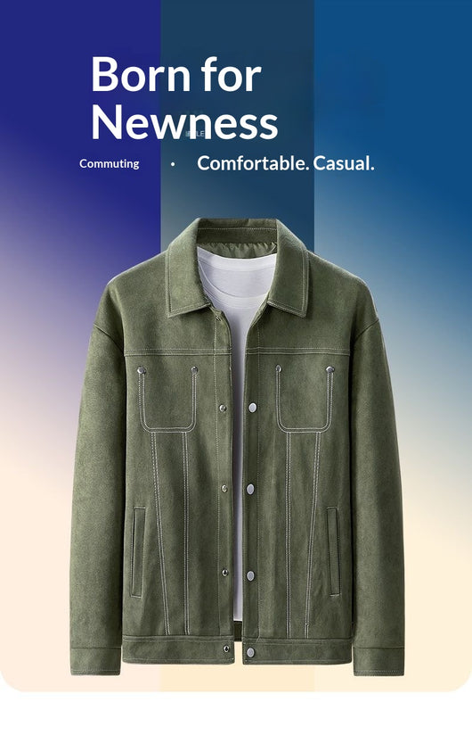 Chaqueta de Trabajo Primavera-Verano en Tela Tipo Ante para Hombre - Image 9