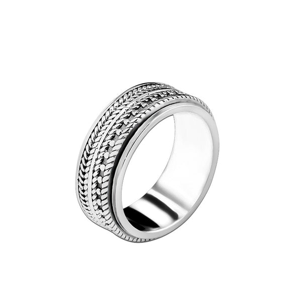 Anillo de Plata Oxidada para Hombre con Acabado Vintage