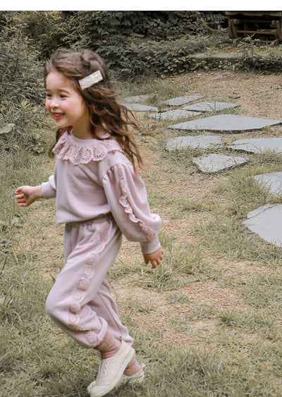 Suéter Infantil Niña Estilo Occidental con Encaje Suelto Manga Larga - Image 13