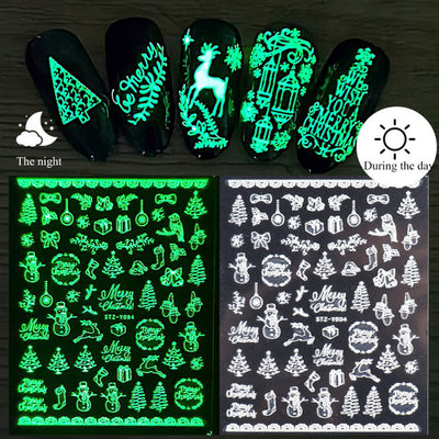 Pegatinas de Uñas Navideñas Luminosas 3D - Copos de Nieve Adhesivos - Image 8