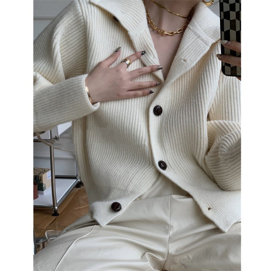 Cardigan Tejido Cuello Alto Mujer - Suéter Holgado Manga Larga