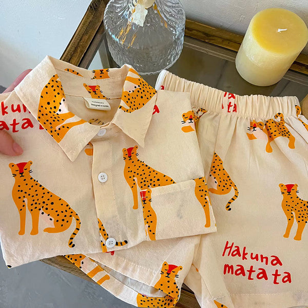 Conjunto de Dos Piezas: Camisa Estilo Vaquero de Manga Corta para Niños