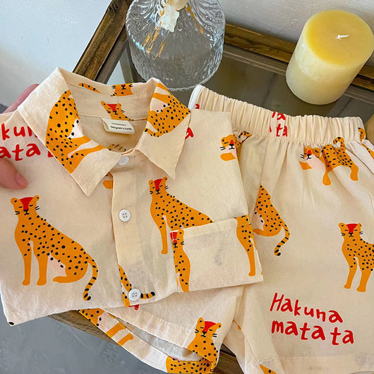 Conjunto de Dos Piezas: Camisa Estilo Vaquero de Manga Corta para Niños