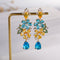 Aretes de Zircón Flor Gota de Agua Mariposa Multicolor