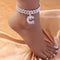 Water Drop Letter Anklet Personality Wild Square Silver-Plated Cuba A