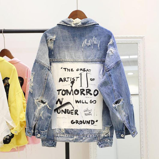 Chaqueta Denim Corta Desgarrada Estilo Urbano - Image 3