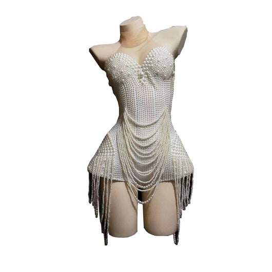 Conjunto Elegante Top Tubo Blanco con Perlas y Falda Ajustada - Image 14