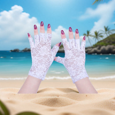Guantes de Encaje sin Dedos con Protección Solar para Mujer Verano - Image 9