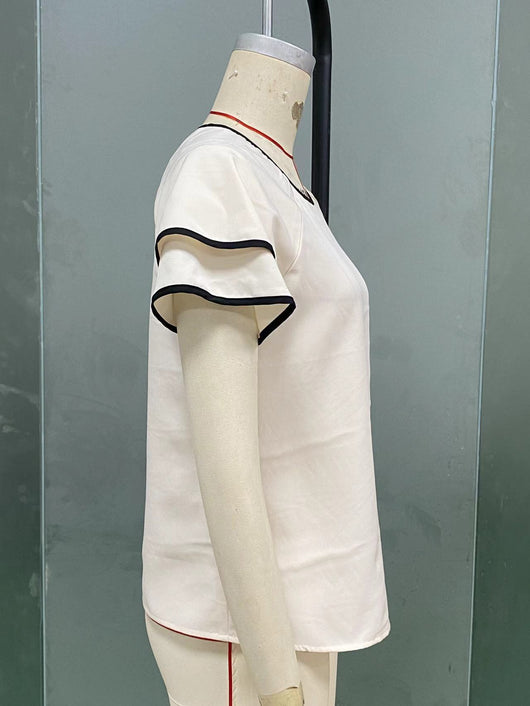 Blusa Doble Capa de Manga Corta para Mujer - Estilo Europeo y Americano - Image 10
