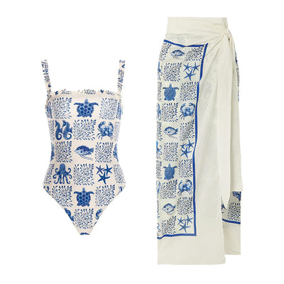 Traje de Baño Estampado Hombros Descubiertos con Tirantes Finos para Mujer - Image 2