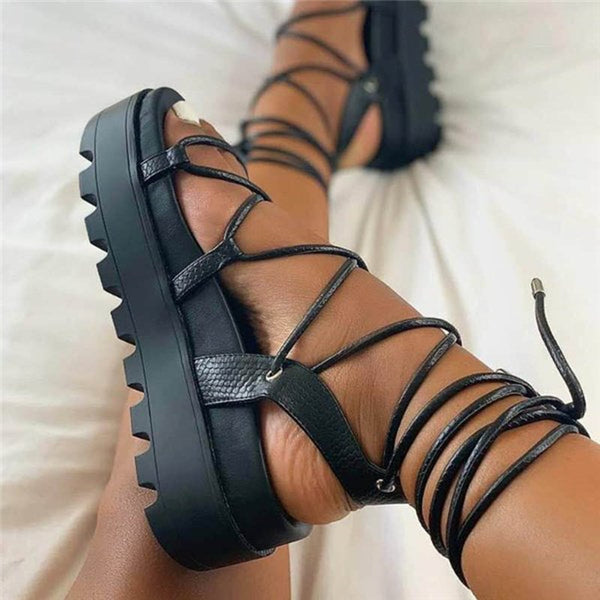 Zapatos Planos con Cordones Estilo Romano - Tallas Grandes Mujer