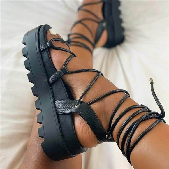 Zapatos Planos con Cordones Estilo Romano - Tallas Grandes Mujer