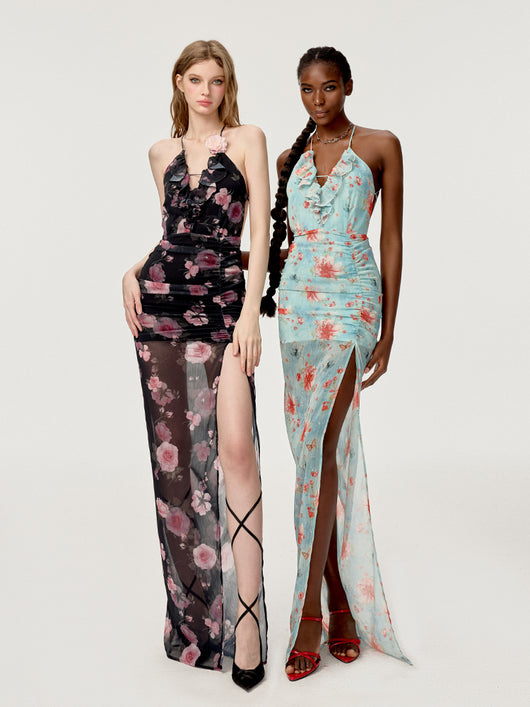 Vestido Floral con Abertura Lateral y Cintura Ajustada - Image 5