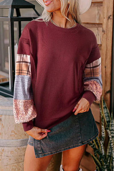 Suéter Pullover Casual para Mujer con Estampado de Parches en Mangas - Image 5