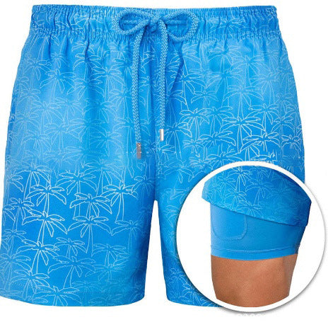 Pantalones Cortos Deportivos Estampados de Doble Capa para Hombre - Image 2