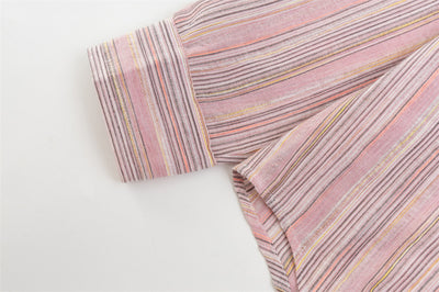 Camisa Holgada a Rayas Contraste para Hombre Otoño - Image 16