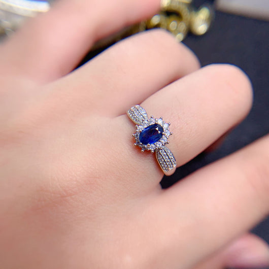Anillo de Zafiro Natural con Gemas de Diamante Coloreado - Image 6