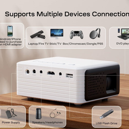 Proyector WiFi Inalámbrico HD 720p con Bluetooth