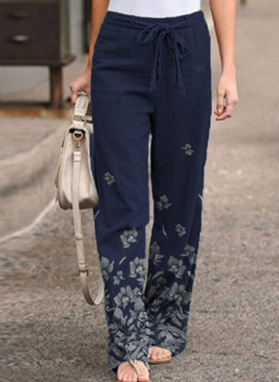 Pantalones de Algodón y Lino con Estampado Floral y Cinturón - Image 9