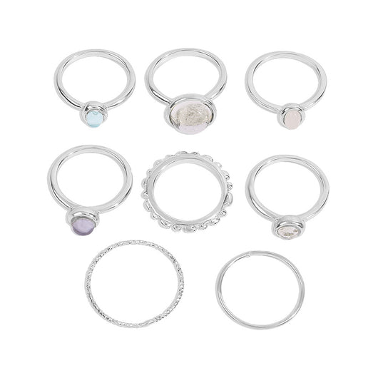 Anillos Articulados de Piedra Colorida con Acabado Metálico para Mujer - Image 3