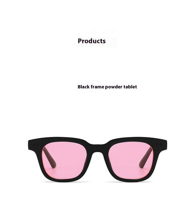 Black frame square sunglasses with light blue lenses, angled on a white background. - Image 18