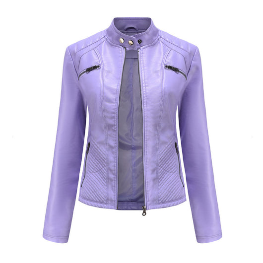 Chaqueta de Cuero para Mujer con Cuello Alzado - Estilo Casual - Image 6