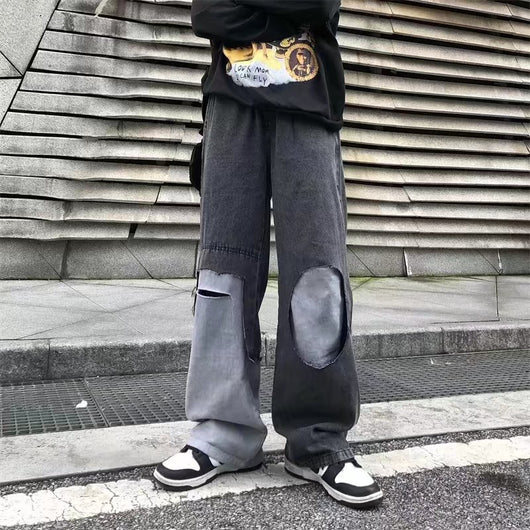 Jeans Sueltos Degradados con Roturas Estilo Retro Portuario para Hombre - Image 7
