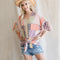Blusa de Chifón con Bloques de Color y Estampado Geométrico