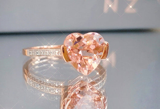 Anillo de Corazón Morganita para Mujer en Oro Rosa 18K - Image 7