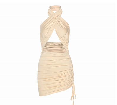 Vestido Elegante Backless de Color Sólido con Cuello Halter - Image 2
